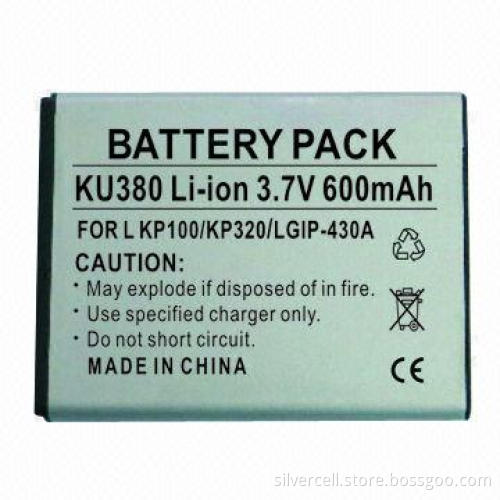 Mobile Battery Packs for LG KU380, with 600mAh Capacity